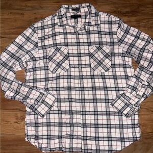 Banana Republic Casual Long Sleeve Plaid Shirt Button Up- White, Black, Red